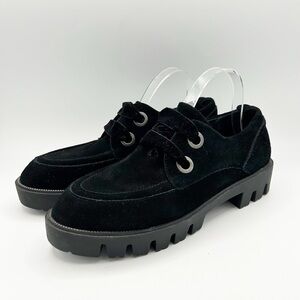 SixtySeven Black Velvet Block Heel Chunky Loafers Size 40